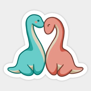 Cute long neck couple, dino, dinosaurs Sticker